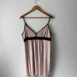 Y2k Whimsy Pink Brown Patterned Geometric Babydoll Fairy Midi Slip Dress XL